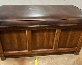 Oak Blanket Chest with Upholstered Seat