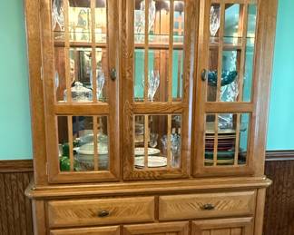 Mission Style Oak China Cabinet