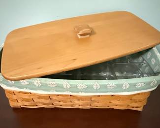 Longaberger Wicker Sewing Basket with Lid