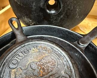 Assorted Cast Iron Skillets by Lodge and Cracker Barrell