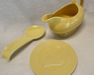Homer Laughlin Fiesta Gravy Boat with Underplate and Spoon