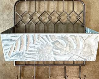 Farmhouse Style Metal Wall Organizer with Mail Holder and Hooks