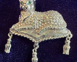 Avon Cat on Cushion Brooch