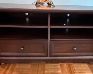 Dark Wood Media Console with Drawers