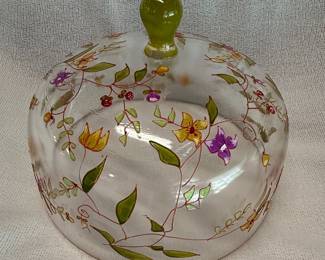 Hand-Painted Floral Glass Cloche