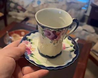 Hand Painted Japanese Porcelain Tea Cups and Saucers