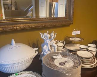 Framed Mirror and China