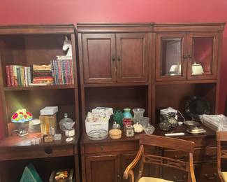 7 Piece Bookcase Library Wall with Peninsula Desk
