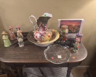 Antique Writing Desk, Antique Buttons and Glass Marbles