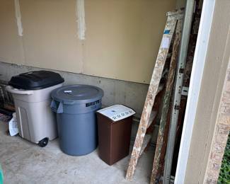 Garbage cans, ladders