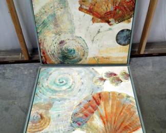 Framed Seashell Art, Both Signed Dominque