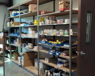 Metal Shelving Units With Adjustable Particle Board Shelves, 3 Units, Each 8' x 4' x 2'