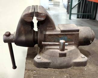 Vintage Bullet Vise With 5.5" Jaw, #11813, Bolted To Table