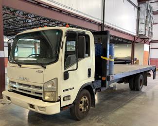 2008 Isuzu NPR Flatbed Truck, VIN 4KLB4B1U78J801038, Miles Showing On Odometer 84,838, Kansas Title