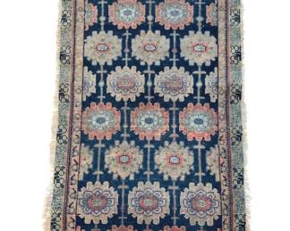 358 - Hand Woven Tribal Rug 34.5"x18" (Description): A rug measuring 34.5 inches by 18 inches.