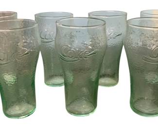 3126 - 7 Vintage Coke Glasses - 6" Tall
