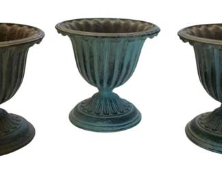2098 - 3 Small Iron Urn Planters - 5.5 x 6