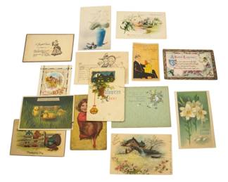 838 - Assorted Holiday Postcards Non-Christmas (Description): A collection of assorted holiday postcards  featuring various non-Christmas themes. The  lot includes postcards depicting Easter,  Thanksgiving, Halloween, and other seasonal  celebrations.