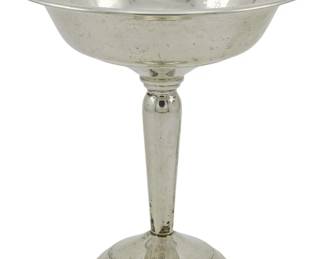 157 - Presner Weighted Sterling Compote (Description): A Presner weighted sterling silver compote  featuring a footed pedestal base design.  Measures 6 inches by 5 inches and weighs 7.42  ounces.
