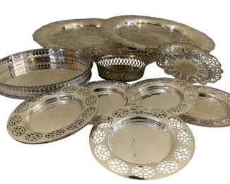 1668 - Group Pierced Silver Plate Items