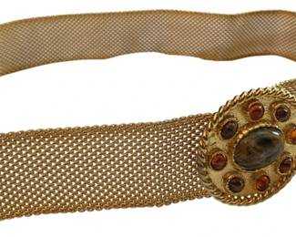 2070 - Vintage Gold Tone Mesh Belt - 29.5" Long