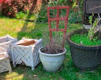5536 - Lot of Concrete/Wood Planters