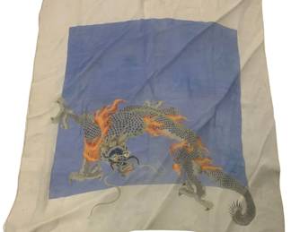 2297 - Chinese Dragon Silk Scarf (Description): Measures 32 x 35