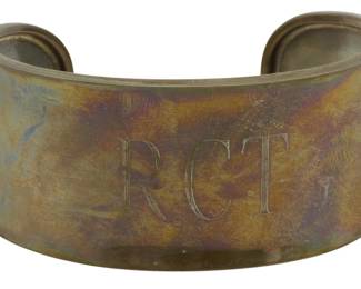 1939 - Vintage Sterling Cuff Bracelet 0.97oz (Description): Vintage sterling silver cuff bracelet with  engraved monogram. Weighs 0.97 ounces.