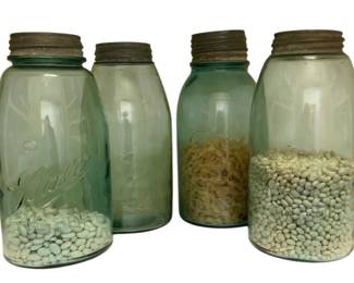 1067 - 4 Tall Blue Ball Mason Jars - 9" Tall