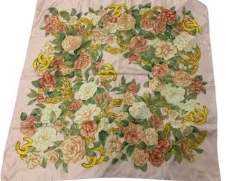 2301 - Silk Chanel Scarf (Description): Measures 38 x 38