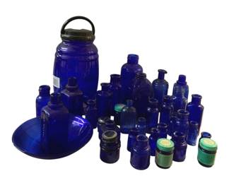 3081 - Lot of Assorted Blue Glassware Items