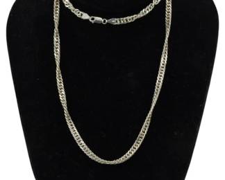 1951 - Italian Sterling Necklace 1.26oz (Description): Mior sterling silver necklace featuring a  curb link chain design with lobster clasp  closure. Weight: 1.26 oz.