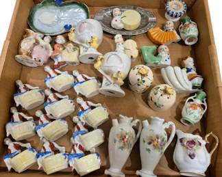 4194 - Group Lot of Occupied Japan Porcelains (Description): A group lot of Occupied Japan featuring an  assortment of decorative pieces. The  collection includes various small vases,  figurines, and novelty items typical of the  Occupied Japan period of production.