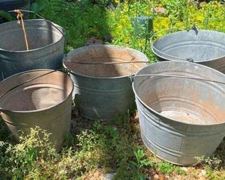 5542 - 5 Galvanized Buckets - 10 x 10