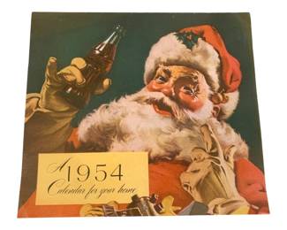 338 - 1954 Coca Cola Calendar 8"x7" (Description): A 1954 Coca Cola calendar for your home  featuring classic holiday artwork. Measures  8" x 7".
