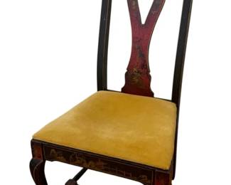 230 - Queen Anne Style Chinoiserie Decorated Side Chair (Description): 45 x 19 x 17