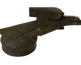 2763 - Antique Oakland Deco Eagle Radiator Cap (Description): Antique Oakland Art Deco eagle radiator cap.  This decorative automotive hood ornament  features a stylized eagle design  characteristic of the Art Deco period. Sold  as is.
