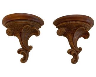 1155 - Set of 2 Hanging Sconces 9 x 9 x 4 (Description): Featuring carved decorative detailing.