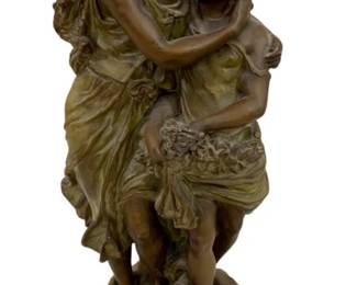 257 - Chalkware Mother & Daughter Figure (Description): 18 x 7