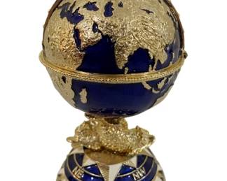 247 - Faberge Egg Style Box w/ magnetic Ship Inside (Description): 5.5" tall