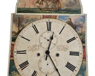 622 - Wall Hanging Clock Face 20 x 14 (Description): Features ship decor, has battery movement. Used as is electric/electronic/mechanical  item. No guarantee all components, untested.