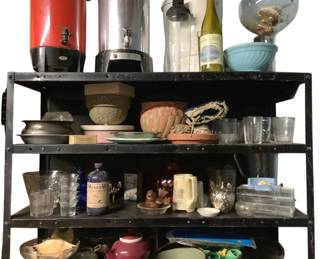 3173 - 4 Upper Shelf Lots of Assorted Items (Description): Shelf not included