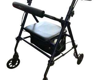 1408 - Carex Rollator Walker 36.5"x21"x22" (Description): Carek Wilkes rollator walker featuring a  padded seat, hand brakes, and storage  compartment. Used as is electric/electronic/mechanical  item. No guarantee all components, untested.