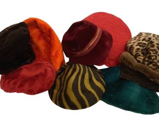 2153 - Assorted Vintage Velour Hats & More w/ 2 hat boxes
