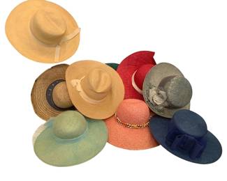 2162 - Lot of Assorted Women's Straw Hats w/ hat box
