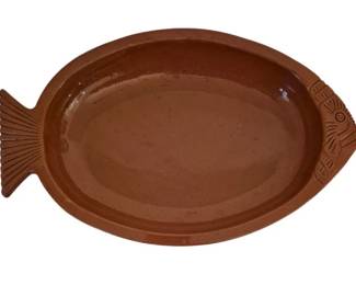 3932 - Noemi Ceramiche Red Glazed Terracotta Fish (Description): platter size 16 x 10