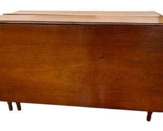 223 - Early Drop Leaf Table Fluted Legs - as is (Description): Crack in top and warped Open - 29 x 48 x 69