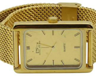 1903 - Daniel Steiger Gold Tone Tank Watch, Running (Description): Daniel Steiger gold tone tank watch. The  watch is currently running. Used as is electric/electronic/mechanical  item. No guarantee all components, untested.