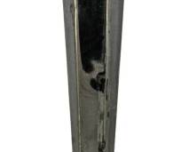 707 - Harbour Silver Plate Co. Vase 20" (Description): A silver plate vase by Harbour Silver Plate  Co. featuring a tall, elegant tapered form  with a flared rim and hexagonal base.  Measures 20 inches in height.