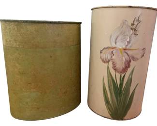 2195 - 2 Vintage Metal Trash cans - 13" tall